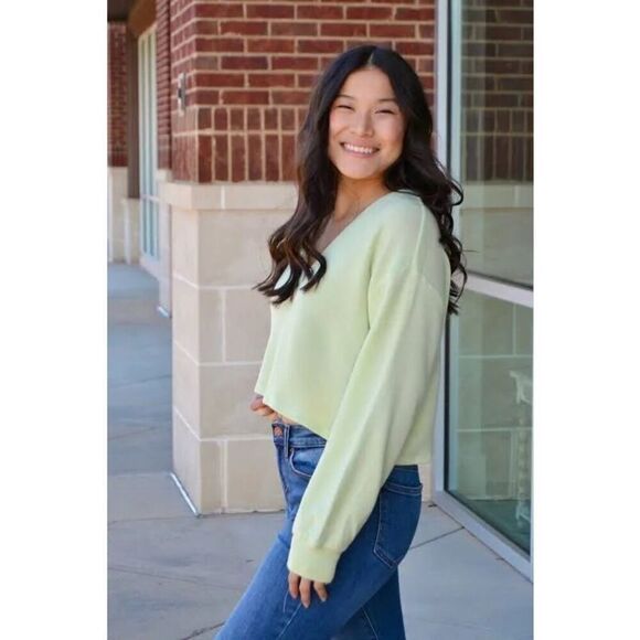 LUSH Seafoam Green Fleece Cardigan Size Medium - Picture 3 of 4